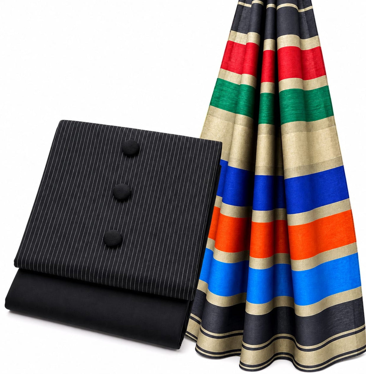 3PC Dress Multani Khaadi Sussi - BLACK MULTI