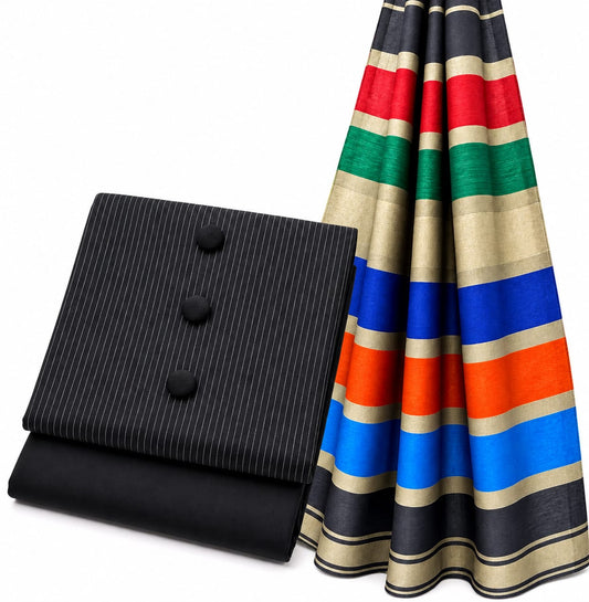 3PC Dress Multani Khaadi Sussi - BLACK MULTI