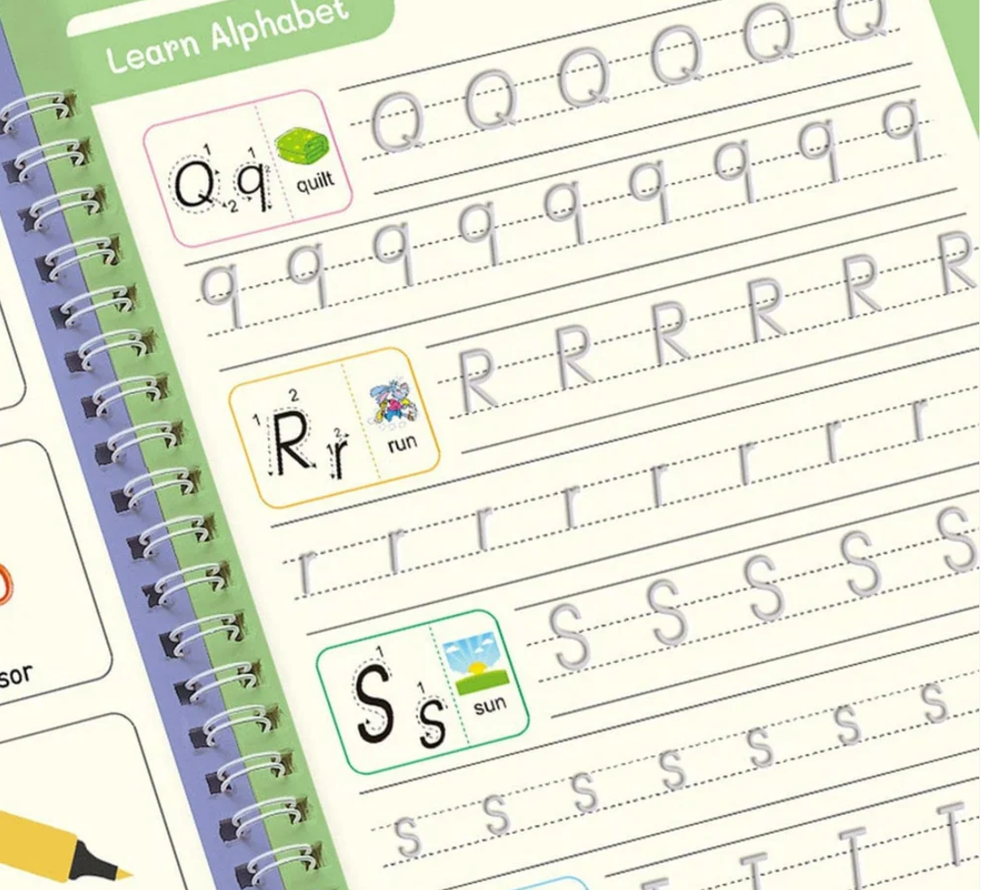 Kids Practice Book Set of 4-Kids learning for Home and school with refill pens